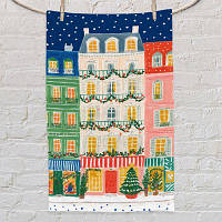 Рушник маленький 50х80 см з принтом Зимові будиночки