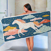 Рушник великий з принтом 150х70 см Кінь та сузір'я