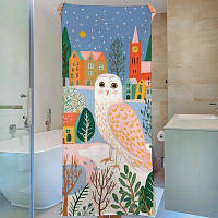 Рушник великий з принтом 150х70 см Сова в місті