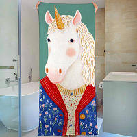 Рушник великий з принтом 150х70 см Кінь. Єдиноріг