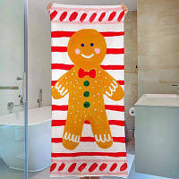 Рушник великий з принтом 150х70 см Пряничний чоловічок