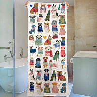 Рушник великий з принтом 150х70 см Утеплені песики