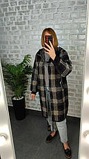 Осінній стильний кардиган із альпаки в клітинку | Єдиний розмір 46–52, фото 2