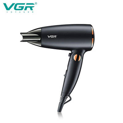 Фен для сушіння та укладання волосся VGR V-439, дорожній, зі складною ручкою, 1200-1600 Вт