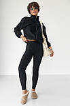 В'язані трикотажні лосини в рубчик — чорний колір, ONE SIZE (є розміри), фото 3