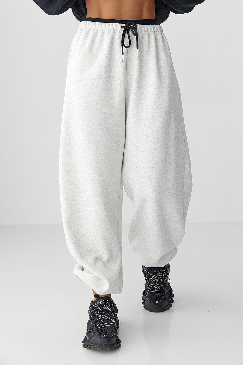 Широкі спортивні штани з начосом — світло-сірий колір, XL (є розміри), фото 1