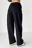 Широкі спортивні штани з начосом — чорний колір, L (є розміри), фото 2