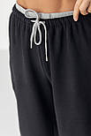Широкі спортивні штани з начосом — чорний колір, L (є розміри), фото 4