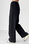 Широкі спортивні штани з начосом — чорний колір, L (є розміри), фото 5
