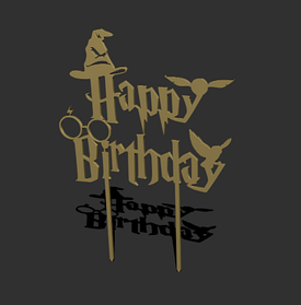 Топер у торт "Happy birthday" в стилі Гаррі Поттера, 10 см, пластик, колір на вибір