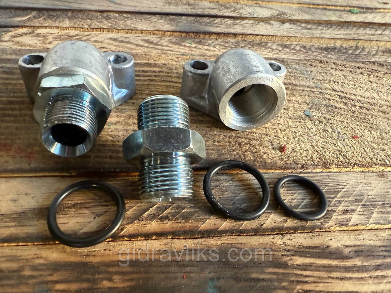 Фланець НШ-10 + штуцер + гумові кільця (комплект) Штуцер М20×1.5 / М20×1.5 (S24, під ключ 24), фото 1