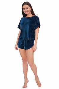 Жіноча піжама  футболка та шорти  синя Martelle Lingerie  313