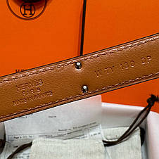 Жіночий коричневий сірий шкіряний ремінь Hermes Kelly 1.8 см зі срібною пряжкою ермес гермес, фото 3