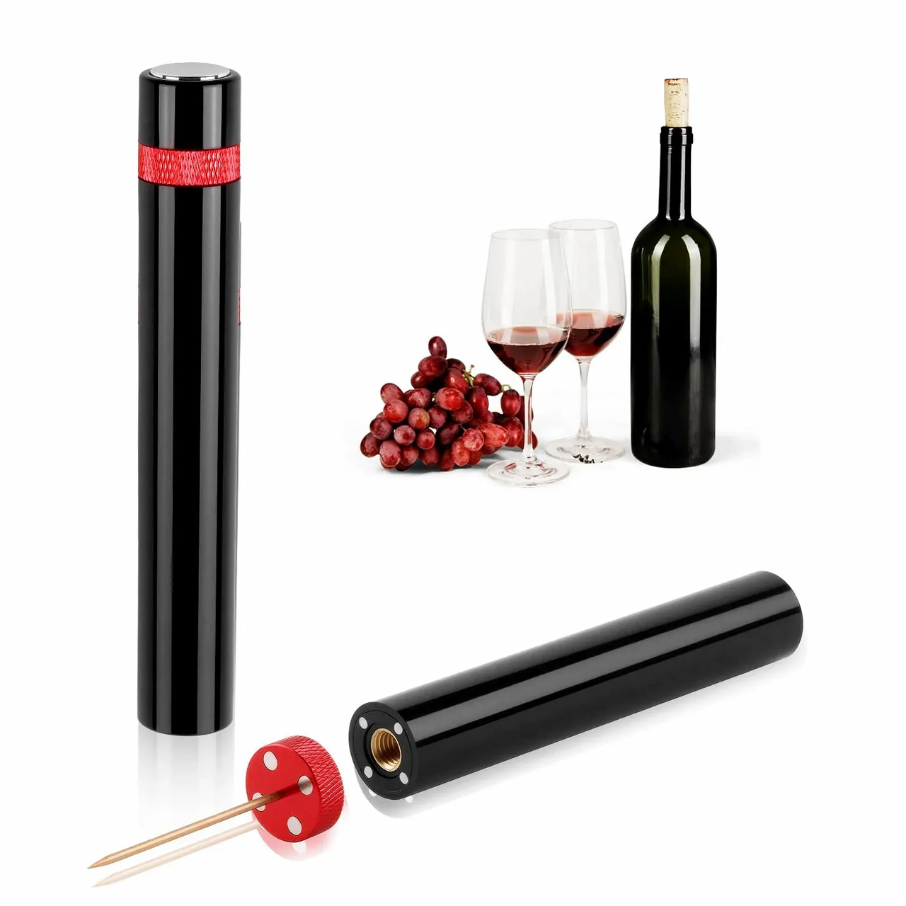 Портативний пневматичний штопор для вина Poket gold, фото 1