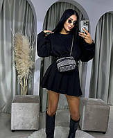 Женская юбка шорты на высокой посадке Cartell черная