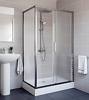Душова кабіна 100х80х195 см Ko&Po 7007 прямокутна на низькому піддоні розсувні двері матове скло 5мм