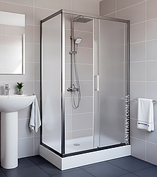 Душова кабіна 120х80 см Ko&Po прямокутна з низьким піддоном матова розсувні двері 5мм