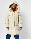 Зимовий пуховик для дівчинки на екопуху 8369 молоччного кольору, фото 10