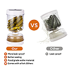 Банка для солінь з ситечком і виделкою герметична для оливок і маринованих овочів, фото 3