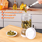 Банка для солінь з ситечком і виделкою герметична для оливок і маринованих овочів, фото 7