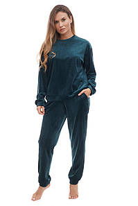 Піжама велюрова жіноча темно-зелена  Martelle Lingerie 309