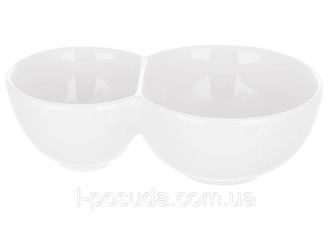 Подвійна порцелянова миска 20×12,5×6 см, фото 1