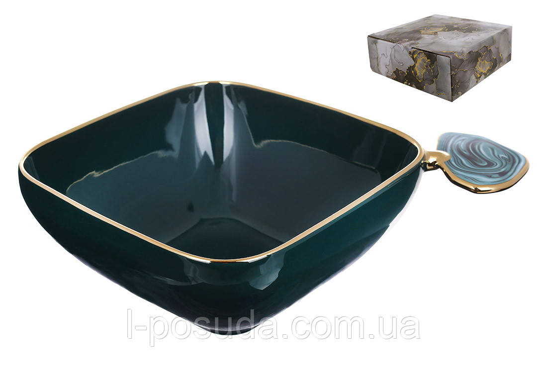 Чаша порцелянова Gold Line темно-зелена 22,5 см, фото 1