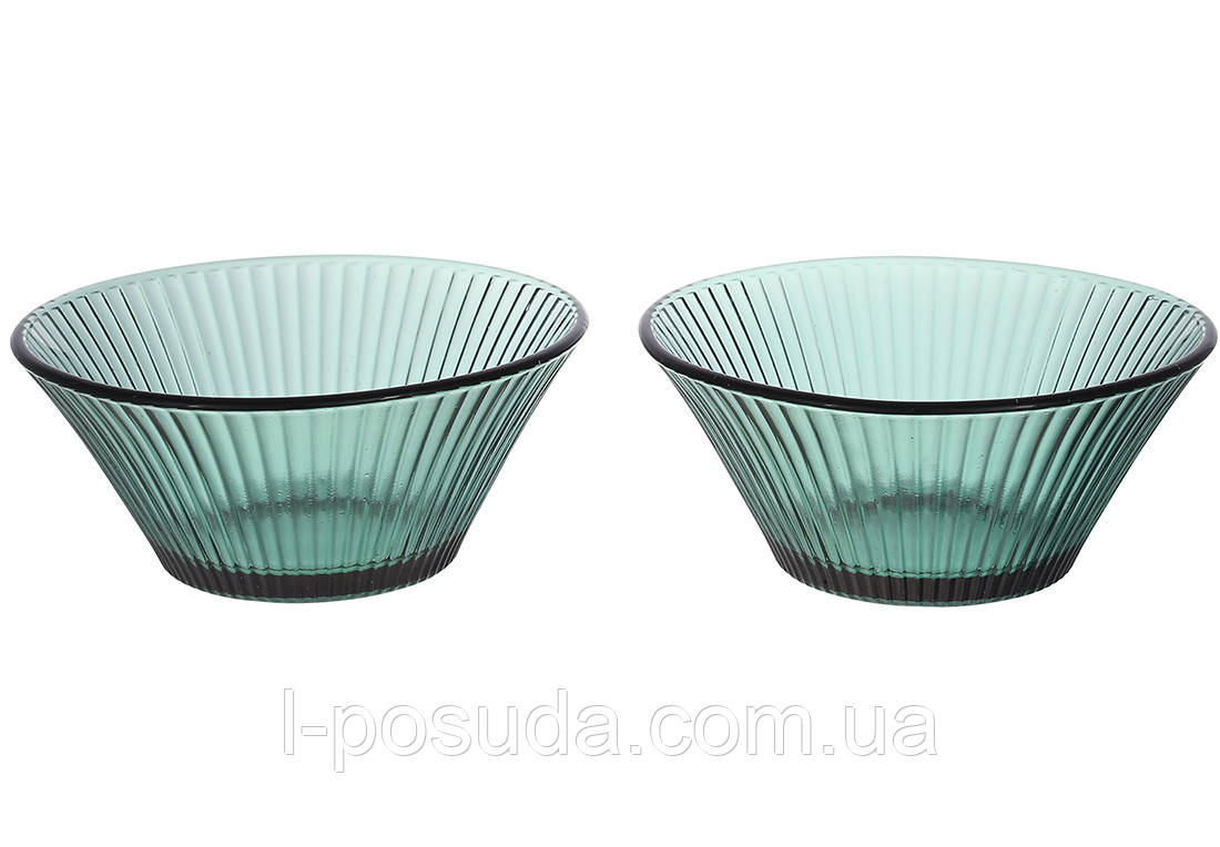 Набір скляних мисок, 2 шт., зелений, фото 1