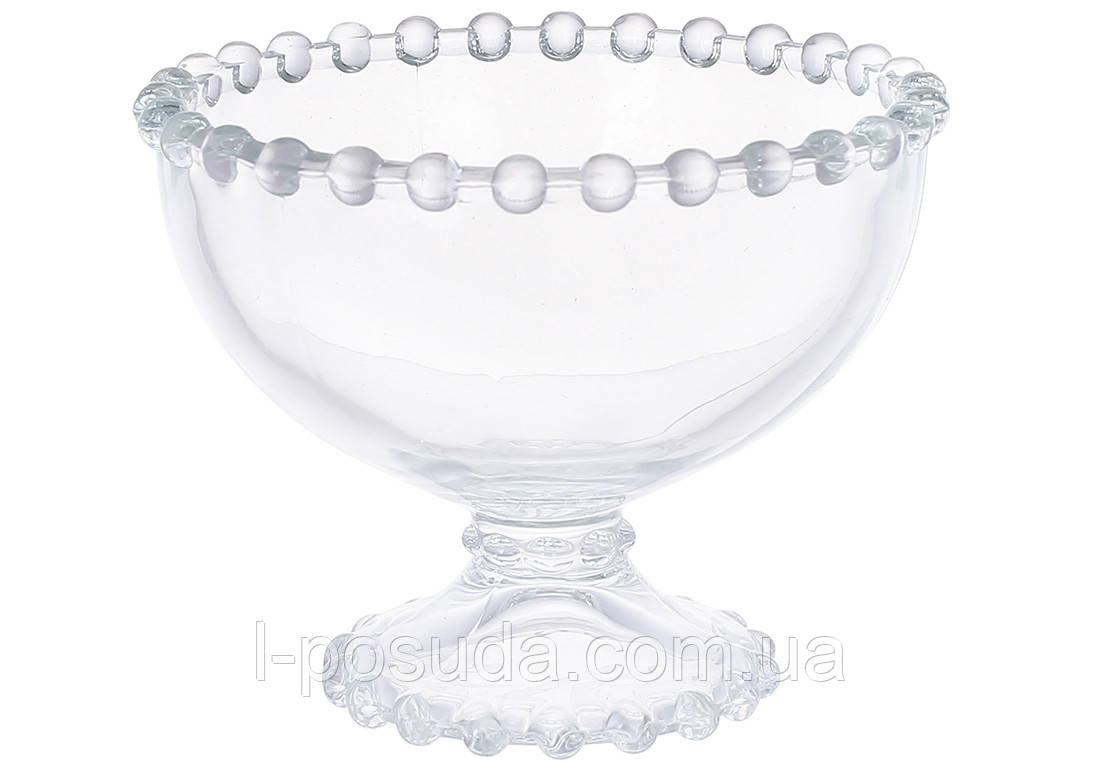 Прозора скляна миска з ніжкою Bauble 11x9 см, фото 1