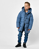 ️Класичний зимовий пуховик для хлопчика кольору джинс 8373, фото 4