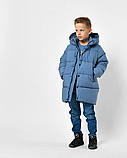 ️Класичний зимовий пуховик для хлопчика кольору джинс 8373, фото 5