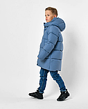 ️Класичний зимовий пуховик для хлопчика кольору джинс 8373, фото 7