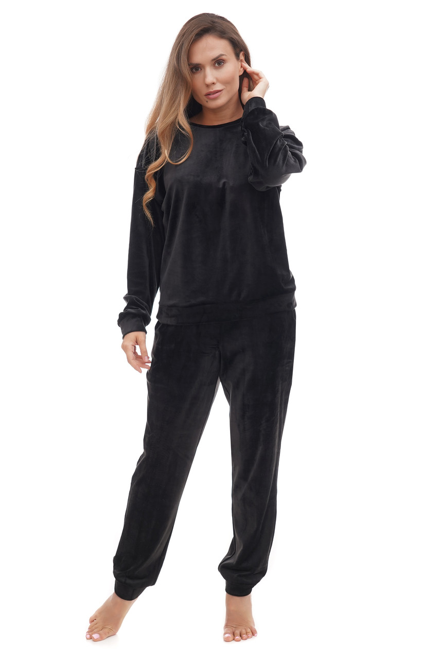 Тепла жіноча велюрова піжама чорна  Martelle Lingerie 309, фото 1