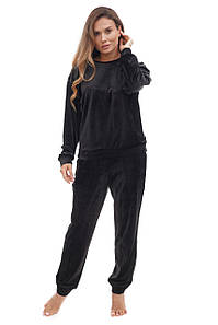 Тепла жіноча велюрова піжама чорна  Martelle Lingerie 309