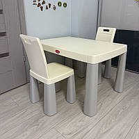 Набір дитячий стілець і столик пластиковий для занять та ігор сірий із білим Дитячі столики