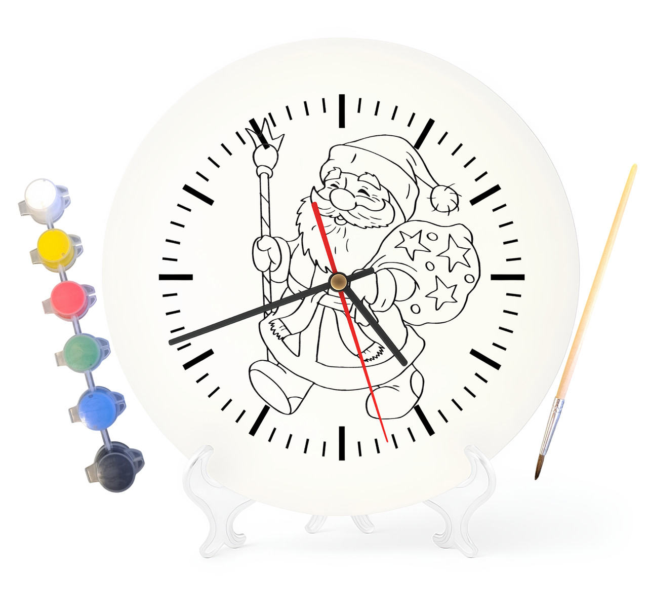 Дитячий набір для творчості годинник розмальовка Дід Мороз 30 см (Г0075), фото 1