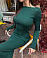 Жіночий костюм в'язаний спідниця міді та укорочена кофта з асиметрією (р. 42-46) 9KO3945, фото 9
