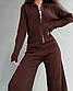 Жіночий теплий комплект кофта на блискавці та відкладним коміром штани на високій посадці (р. 42-46) 9KO3947, фото 6