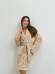 Жіночий махровий халат під пояс із накладними кишенями (р. 42-52) 2OD129