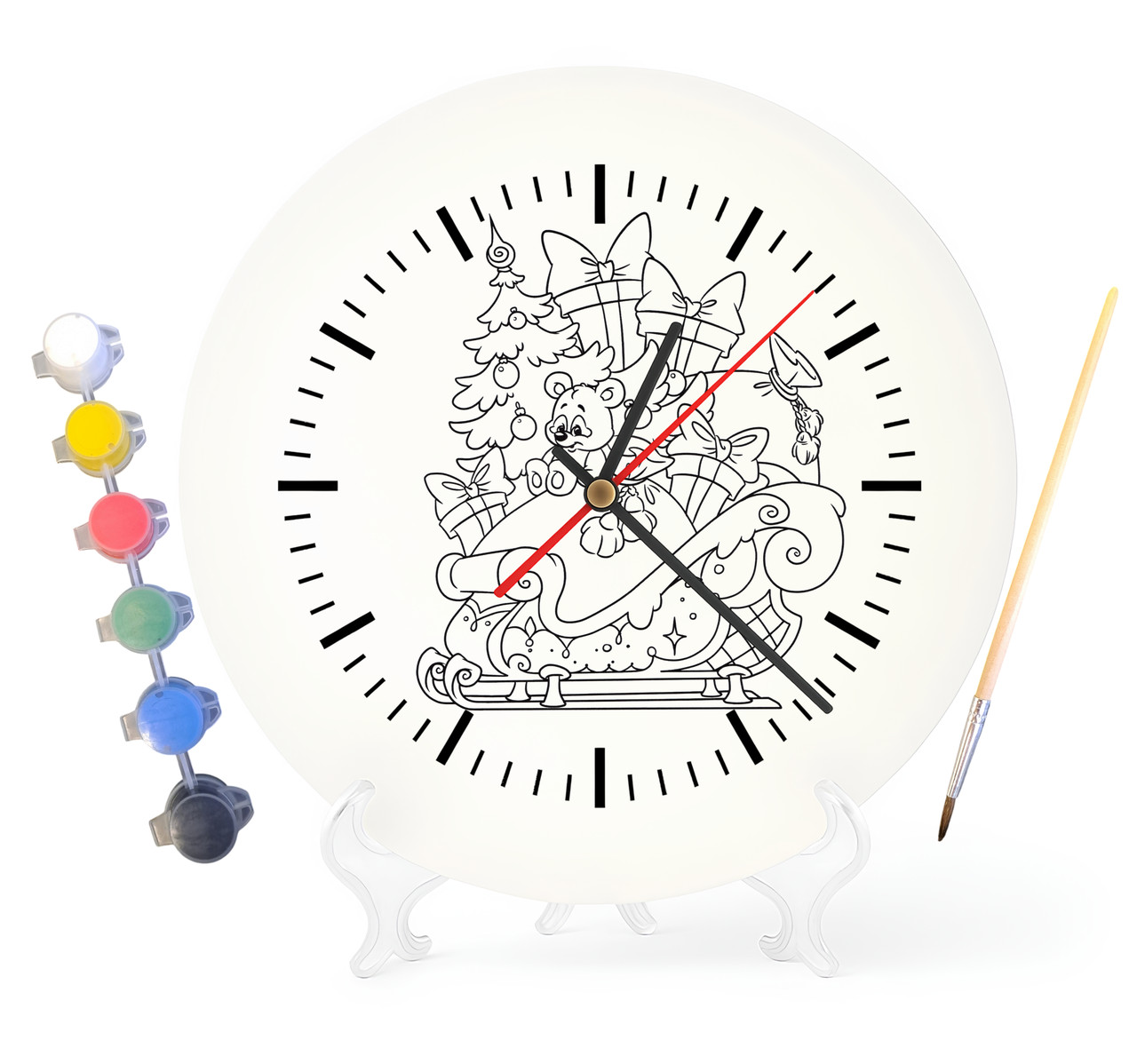 Дитячий набір для творчості годинник розмальовка Новий рік 30 см (Г0079), фото 1