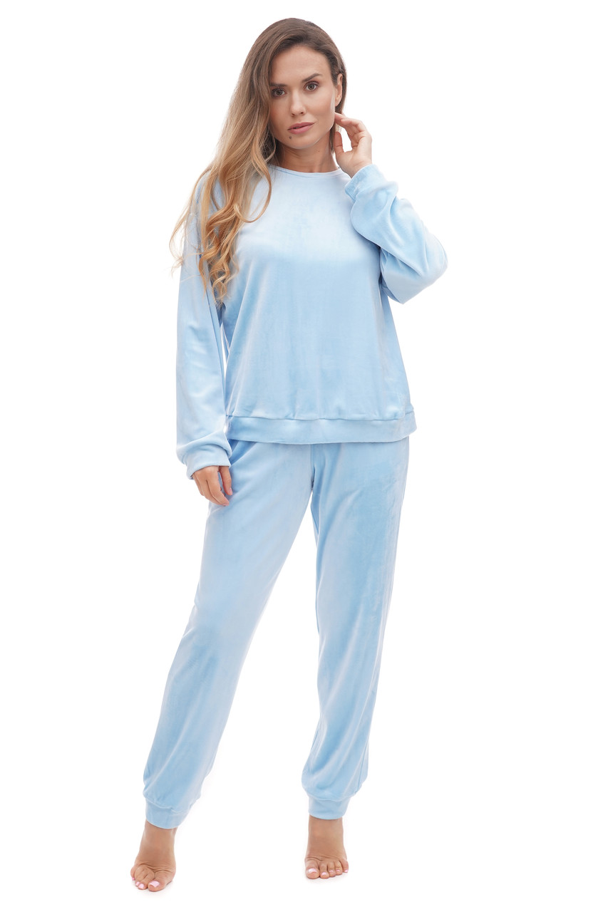 Тепла жіноча велюрова піжама блакитна  Martelle Lingerie 309, фото 1