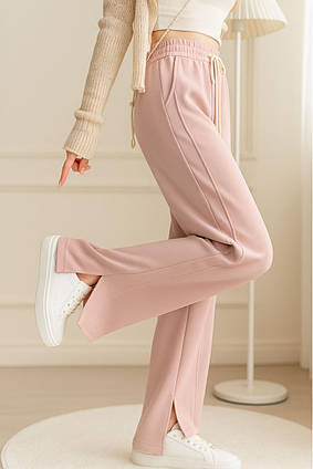 Штани широкі жіночі з розрізами BKQU рожевий