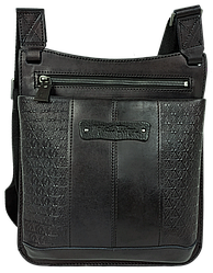 Чоловіча шкіряна наплічна сумка, планшетка Mykhail Ikhtyar чорна