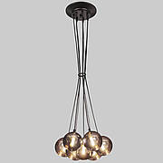 Підвісна чорна люстра "Пучок" з графітовими плафонами на 7 ламп (61-P100F-7 BK+BK)