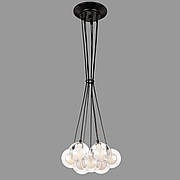 Підвісна чорна люстра "Пучок" з прозоро-білими плафонами на 7 ламп (61-P100F-7 BK+CLWH)