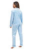 Жіноча велюрова піжама сорочка та штани блакитна Martelle Lingerie 321, фото 2
