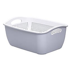 Кошик для миття овочів та фруктів пластиковий 32*23*13 см, сірий