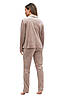 Жіноча велюрова піжама сорочка та штани бежева Martelle Lingerie 321, фото 2