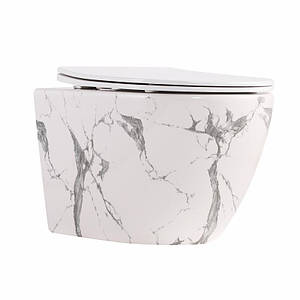Унітаз підвісний Robin Ultra Quiet 490×365×325 мм, Marble, із сидінням Slim Duroplast/Soft-close/Quick Release QT13332381ASMR