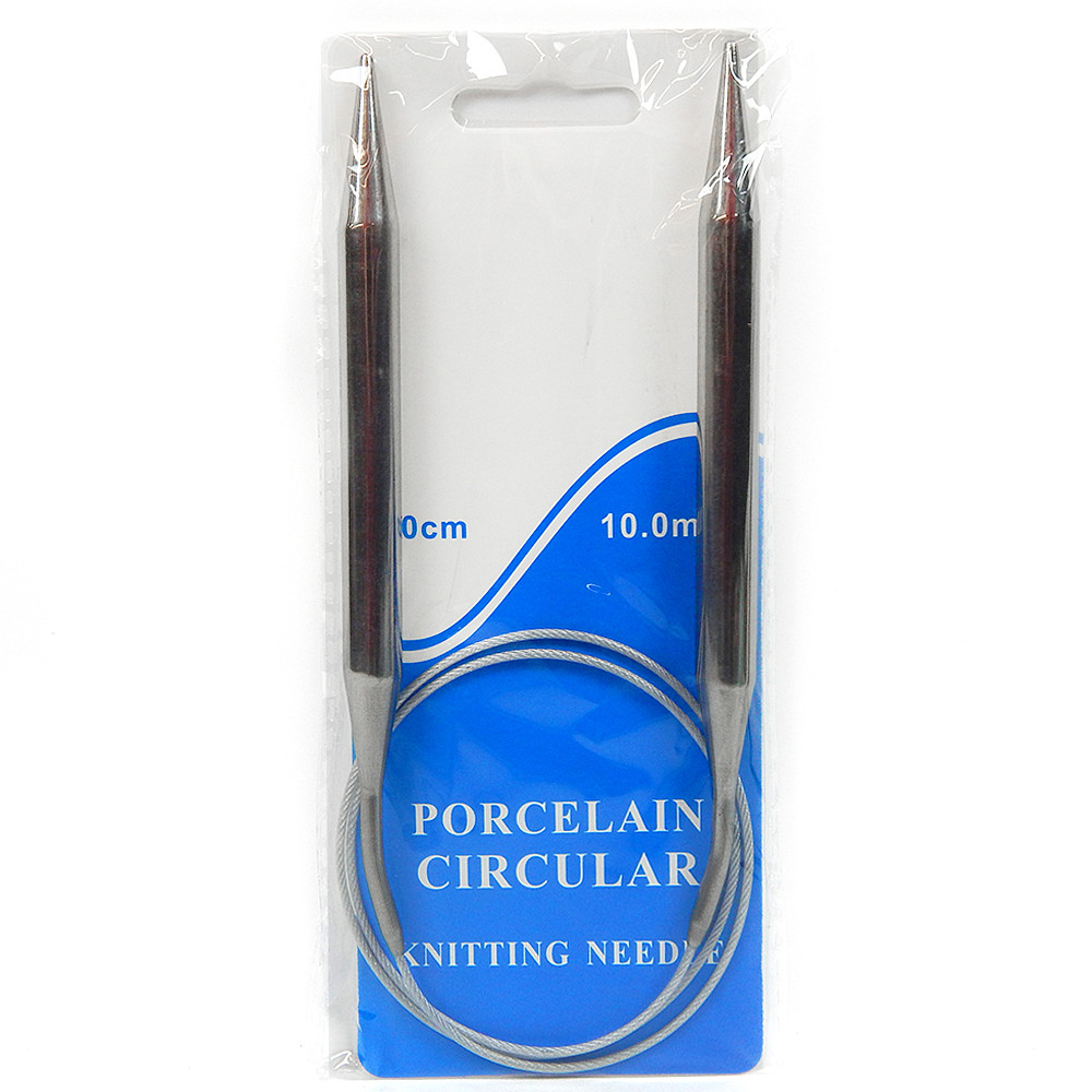 Спиці для в'язання кругові 10 мм, металеві, на тросику, 80 см
